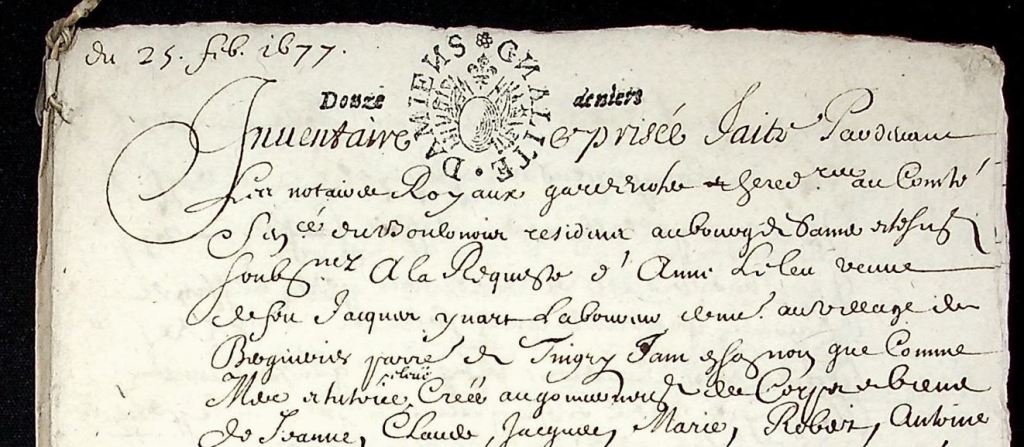 Les archives notariales: les inventaires après décès.